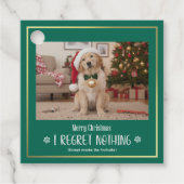 モダンで面白いかわいい犬の写真のクリスマス フェイバータグ (正面)
