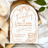 モダンで風変わりな手描きの弓形テラコッタのウェディング 招待状