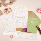 モダンで風変わりな手描きの弓 PASTEL レトロ ウェディング 招待状