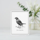 モダンで風変わりな楽しい黒い鳥 ポストカード (スタンド正面)