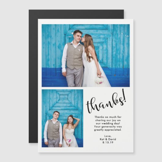 モダンで風変わりな|は2つの写真の結婚式感謝していしています (正面/裏面)