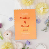 モダンで鮮やかなオレンジのグラデーションウェディング 招待状