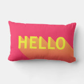 モダンで鮮やかなピンクおよび黄色いこんにちはのタイポグラフィ ランバークッション (裏面)