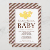 モダンで黄色いアヒルのカップルのベビーシャワー 招待状 (正面/裏面)