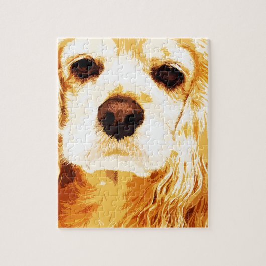 モダンで黄色いアメリカン・コッカー・スパニエル ジグソーパズル (縦)