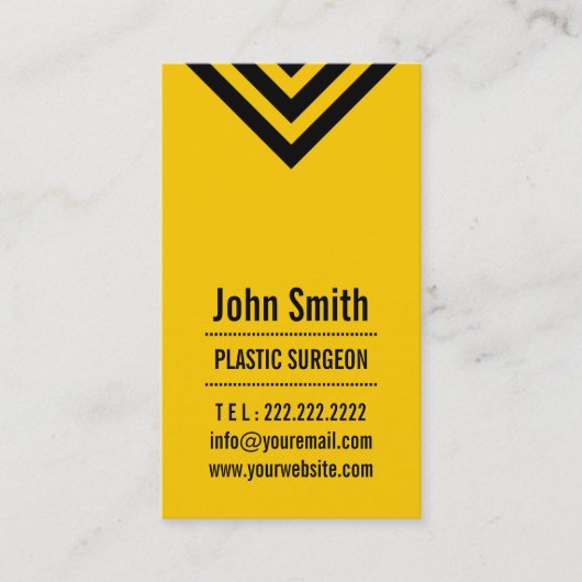 モダンで黄色い形成外科医の名刺 名刺 (正面)