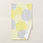 モダンで黄色い灰色の花の浴室の装飾 バスタオルセット (ハンドタオル)