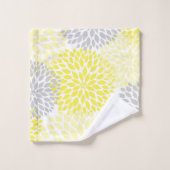 モダンで黄色い灰色の花の浴室の装飾 バスタオルセット (ウォッシュタオル)