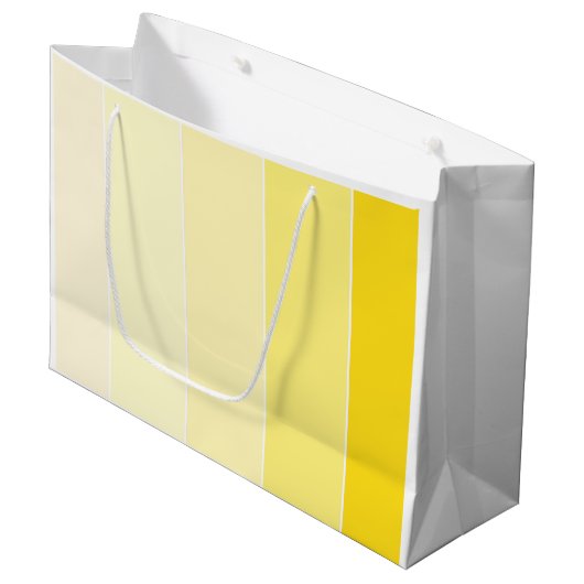 モダンで黄色い白のストライプのスタイリッシュなテンプレート ラージペーパーバッグ (正面アングル)
