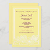 モダンで黄色い花のブライダルシャワーの招待 招待状 (正面/裏面)