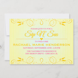 モダンで黄色い華麗さのストライプの招待をすすり、見て下さい 招待状