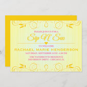 モダンで黄色い華麗さのストライプの招待をすすり、見て下さい 招待状 (正面/裏面)