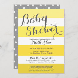 モダンで黄色および灰色のストライプの 招待状