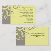 モダンで黄色および灰色の渦巻の結婚式 名刺 (正面/裏面)