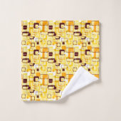 モダンで黄色及び黒く抽象的なスタイル バスタオルセット (ウォッシュタオル)