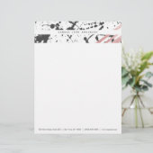 モダンで黒いインク(ばちゃばちゃ)跳ねるのばら色の金ゴールドは縞で飾ります レターヘッド (スタンド正面)