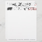 モダンで黒いインク(ばちゃばちゃ)跳ねるのばら色の金ゴールドは縞で飾ります レターヘッド (正面/裏面)