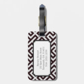 モダンで黒いギリシャ人の鍵幾何学的なパターンモノグラム ラゲッジタグ (裏面縦)