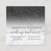 モダンで黒いグリッターのグラデーションで白い大理石こんにちは スクエア名刺 (裏面)