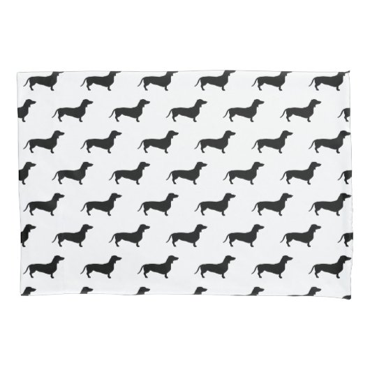 モダンで黒いダックスフント 枕カバー (正面)