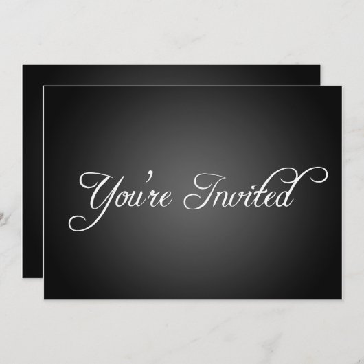 モダンで黒いパーティの招待状 招待状 (正面/裏面)