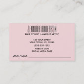 モダンで黒いピンクの美しいのアポイントメントの名刺 予約カード (裏面)