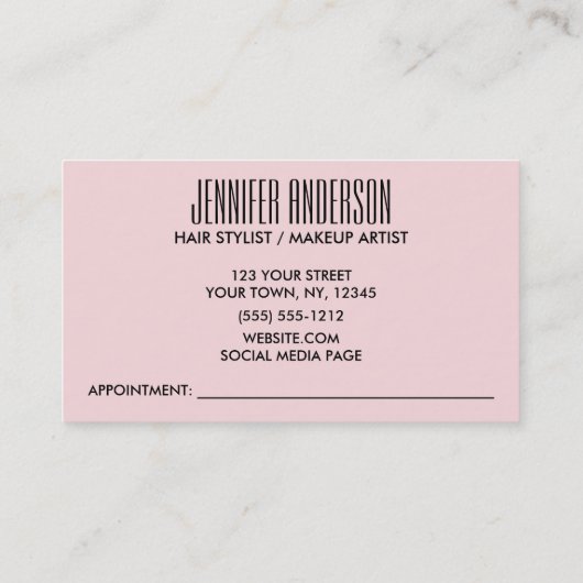 モダンで黒いピンクの美しいのアポイントメントの名刺 予約カード (裏面)