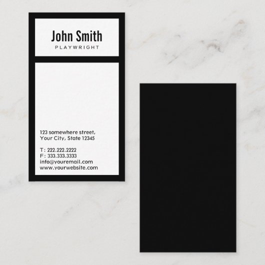 モダンで黒いボーダー劇作家 名刺 (正面/裏面)