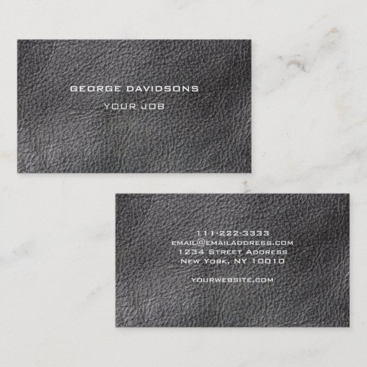 モダンで黒いレザールックの専門のトレンディー 名刺 (正面/裏面)
