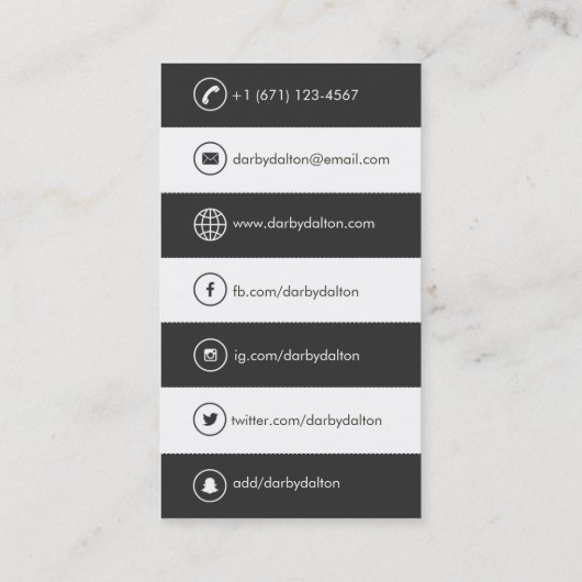 モダンで黒い写真社会的な媒体の名刺 名刺 (裏面)