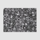 モダンで黒い及び白によって描かれる花のコラージュ 薄葉紙 (正面)