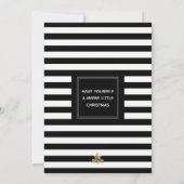 モダンで黒い及び白のストライプの写真のクリスマスカード シーズンカード (裏面)