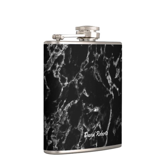 モダンで黒い大理石の石造りの質の名前をカスタムする フラスク (右)