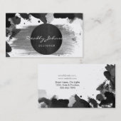 モダンで黒い水彩画の抽象芸術のエレガントなカッコいい 名刺 (正面/裏面)