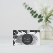 モダンで黒い水彩画の抽象芸術のエレガントなカッコいい 名刺 (スタンド正面)