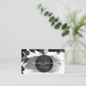 モダンで黒い水彩画の抽象芸術のエレガントなカッコいい 名刺 (スタンド正面)