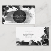 モダンで黒い水彩画の抽象芸術のエレガントなカッコいい 名刺 (正面/裏面)