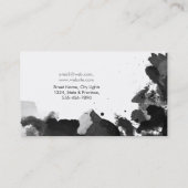 モダンで黒い水彩画の抽象芸術のエレガントなカッコいい 名刺 (裏面)