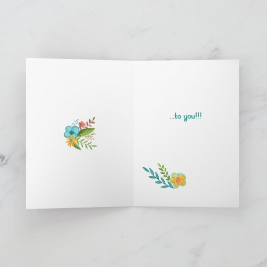 モダンで黒い水彩画の花柄の誕生日 カード (内部)