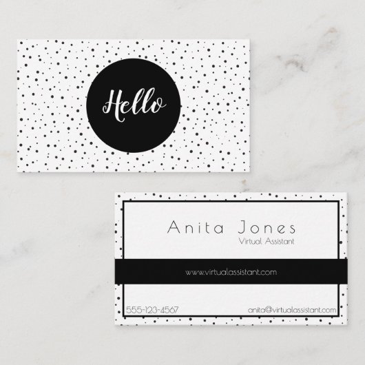 モダンで黒い水玉模様 名刺 (正面/裏面)
