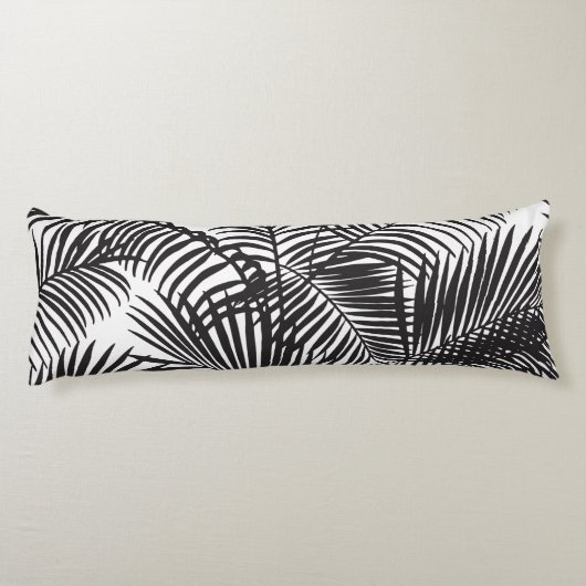 モダンで黒い熱帯ヤシの木パターン ボディピロー (裏面)