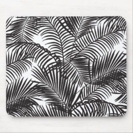モダンで黒い熱帯ヤシの木パターン マウスパッド