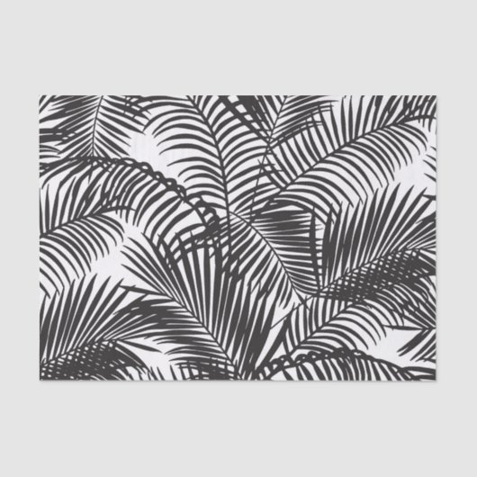 モダンで黒い熱帯ヤシの木パターン 薄葉紙 (正面)