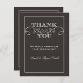 モダンで黒い結婚式のサンキューカード サンキューカード (正面/裏面)
