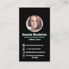 モダンで黒い縦の社会的なアイコンおよび写真 名刺