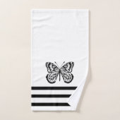 モダンで黒い蝶は及び縞で飾ります バスタオルセット (ハンドタオル)