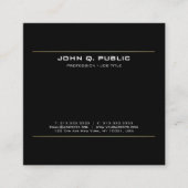 モダンで黒い金ゴールドの創造的なデザインのエレガントなトレンディー スクエア名刺 (正面)