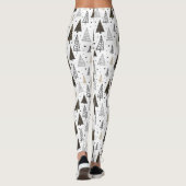 モダンで黒い金ゴールドの手描きの松の木 レギンス (裏面)