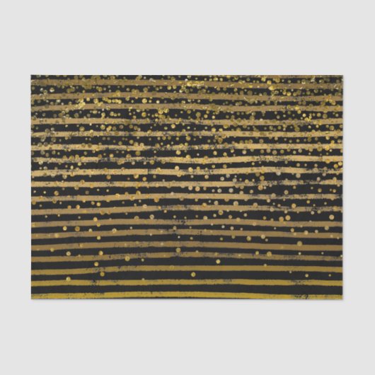 モダンで黒い金ゴールドストライプなホイルの紙吹雪の点 薄葉紙 (正面)