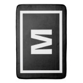 モダンで黒くシンプルで白いフレーム及びモノグラムの手紙 バスマット (正面縦)